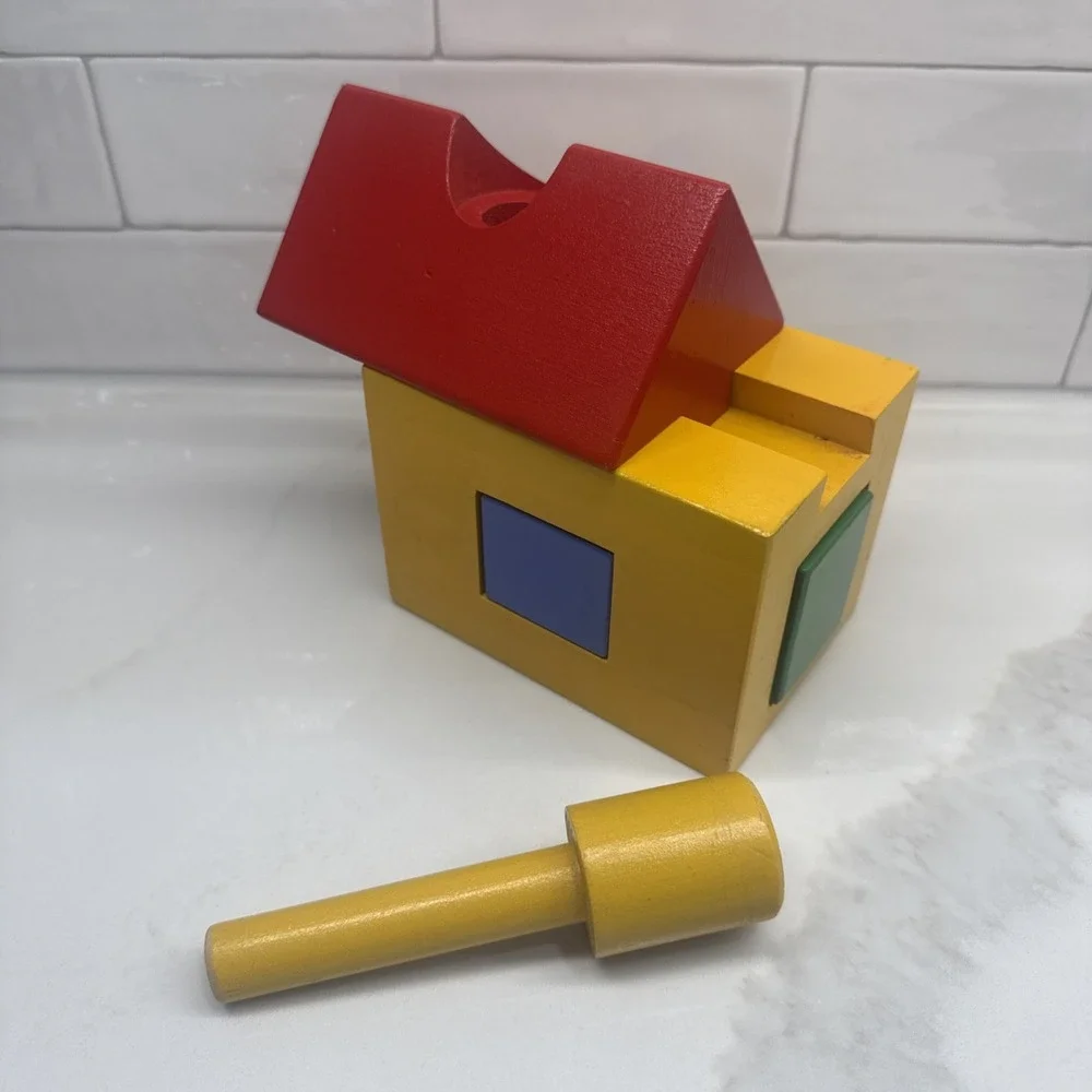 Vintage IKEA Primary Colors Wooden House Toy Puzzle 1980's-90's - Fast Shipping!